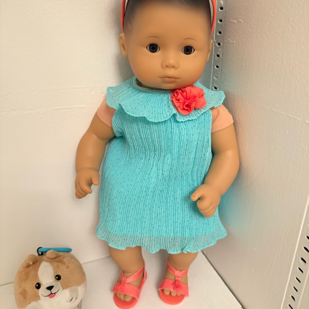 American Girl Bitty Baby Doll and 2 sleepers and a cute outfit